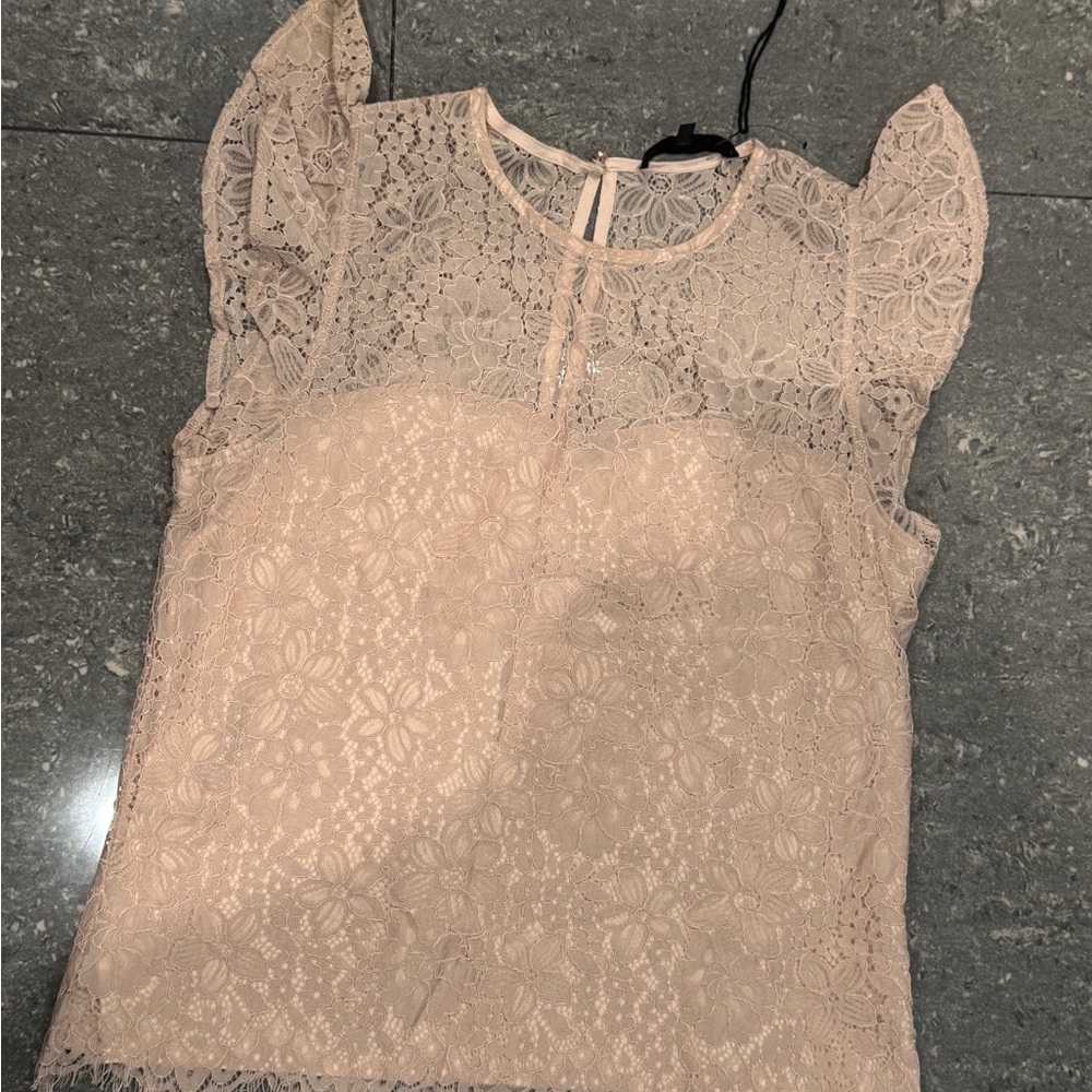 Alice Blue Lace Cap Sleeve Blouse in Soft Pink